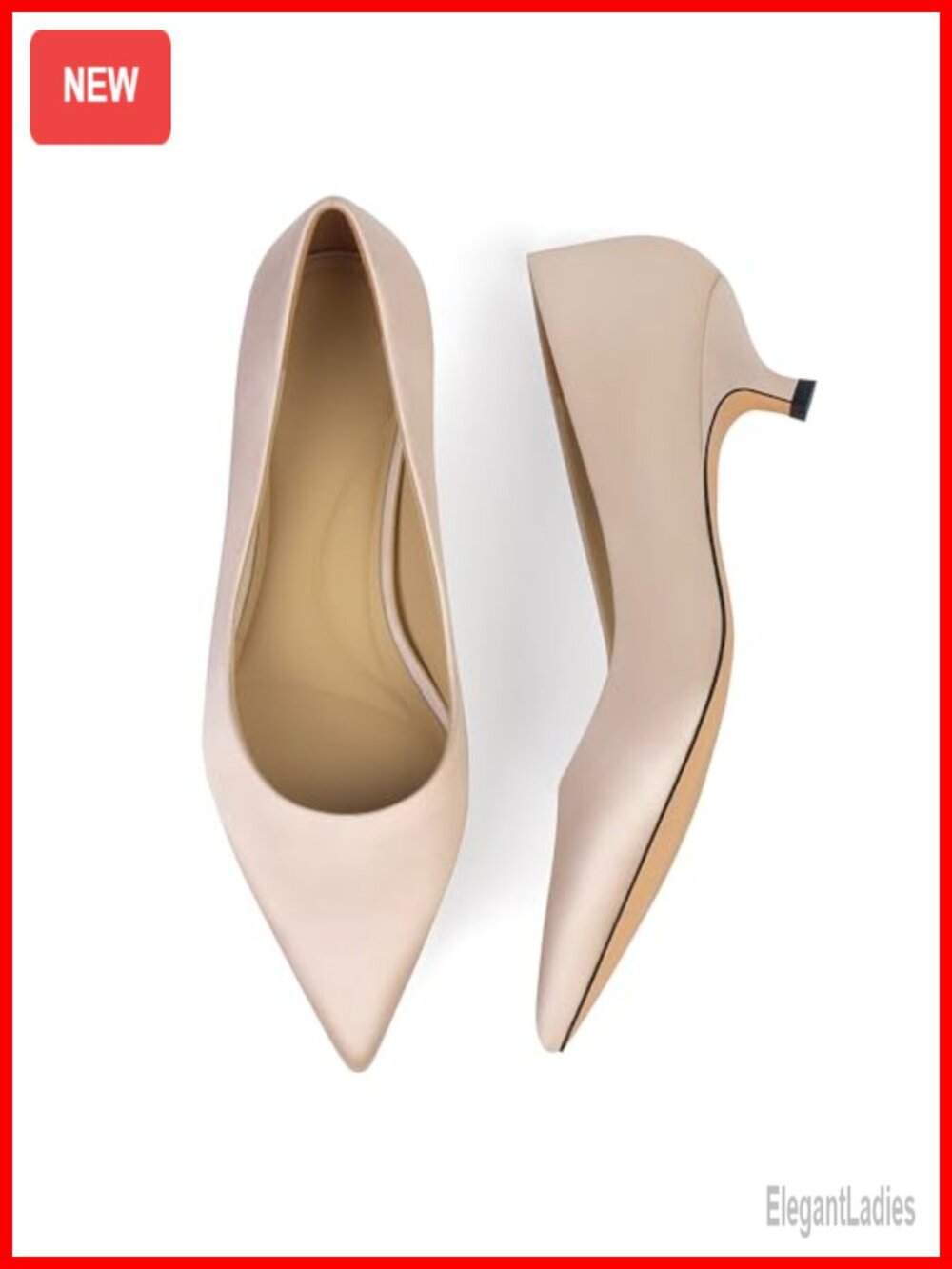 Kitten Heel Pumps for Women Satin Pointed Toe Low Heel Classic